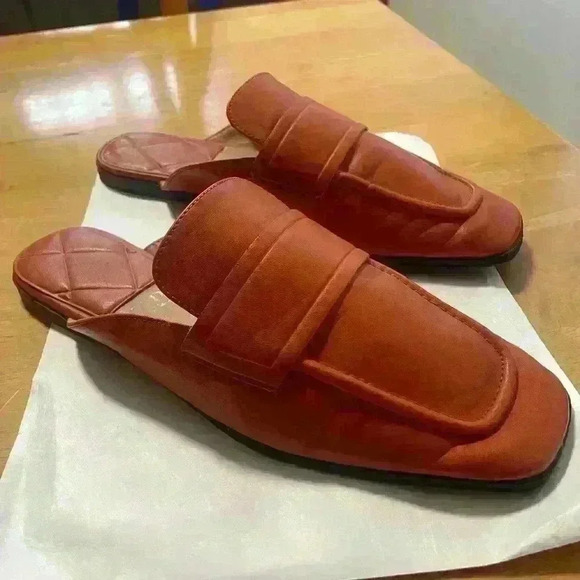 ZARA Burnt Orange Square Toe Slip On Mules - Picture 3 of 7